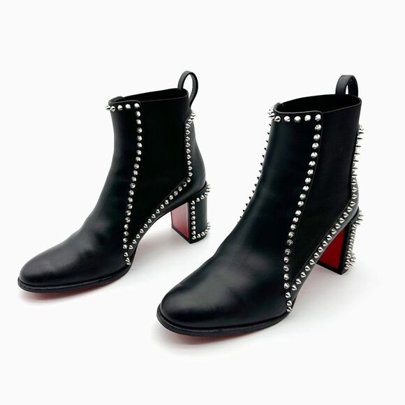 CHRISTIAN LOUBOUTIN Out Line Spikes Leather Chelsea Boots Size 39 US 8.5 Studded - Picture 1 of 12